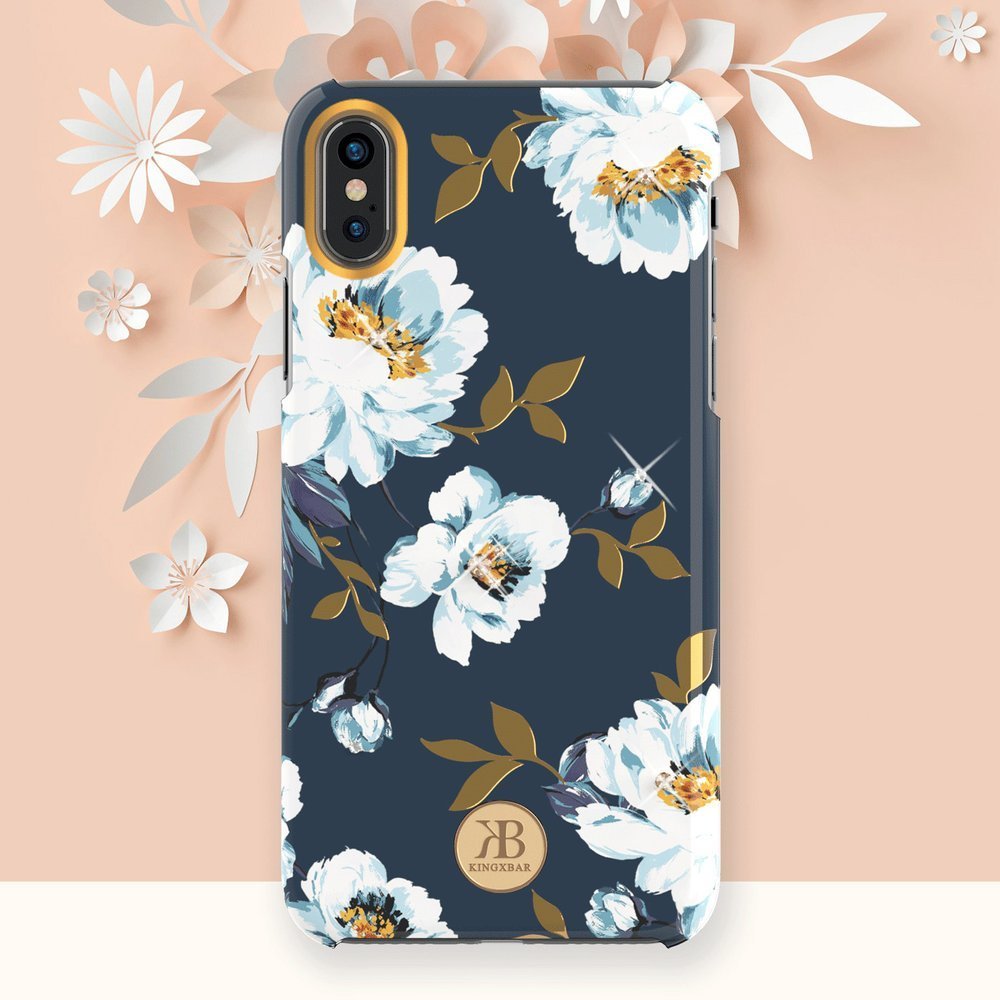 Pokrowiec Kingxbar Blossom z kryształami Swarovskiego różowy Apple iPhone X / 5 Pokrowiec Kingxbar Blossom z kryształami Swarovskiego różowy Apple iPhone X / 5