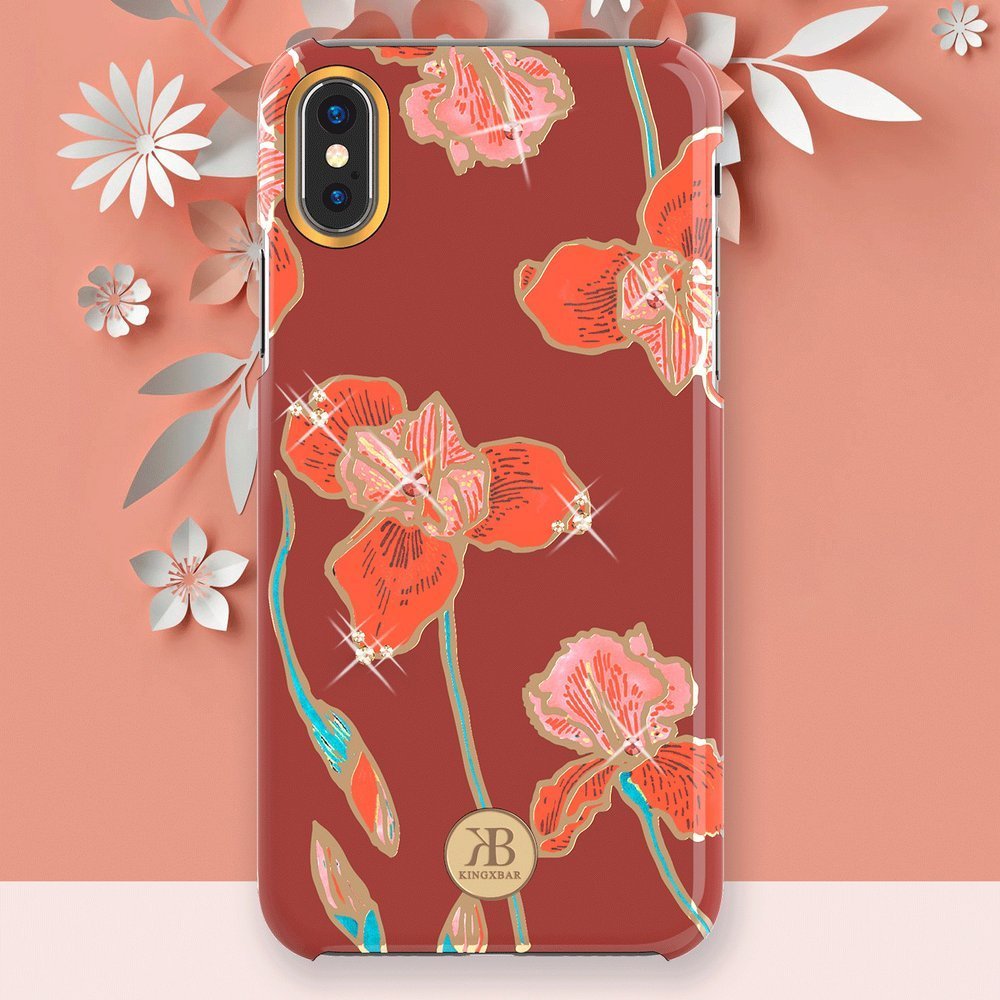 Pokrowiec Kingxbar Blossom z kryszta�ami Swarovskiego r�owy Apple iPhone XS Max / 7