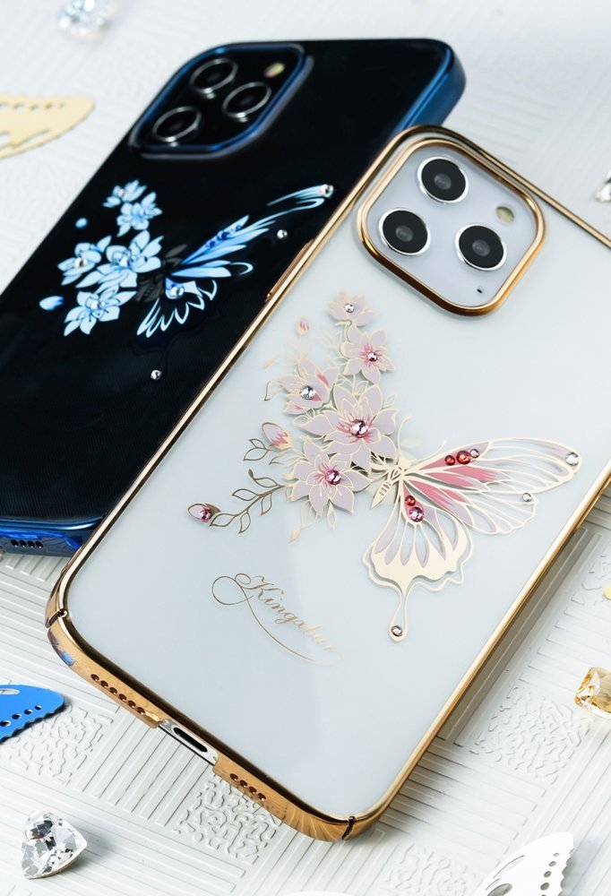 Pokrowiec Kingxbar Butterfly Series z kryszta�ami Swarovskiego fioletowy Apple iPhone 12 Mini / 11