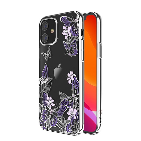 Pokrowiec Kingxbar Butterfly Series z kryszta�ami Swarovskiego fioletowy Apple iPhone 12 Mini / 2