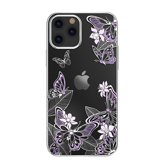 Pokrowiec Kingxbar Butterfly Series z krysztaami Swarovskiego fioletowy Apple iPhone 12 Pro