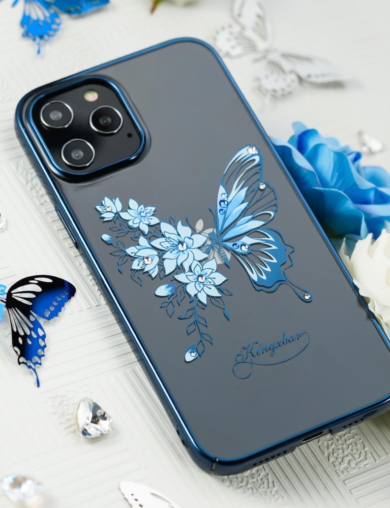 Pokrowiec Kingxbar Butterfly Series z krysztaami Swarovskiego fioletowy Apple iPhone 12 Pro / 10