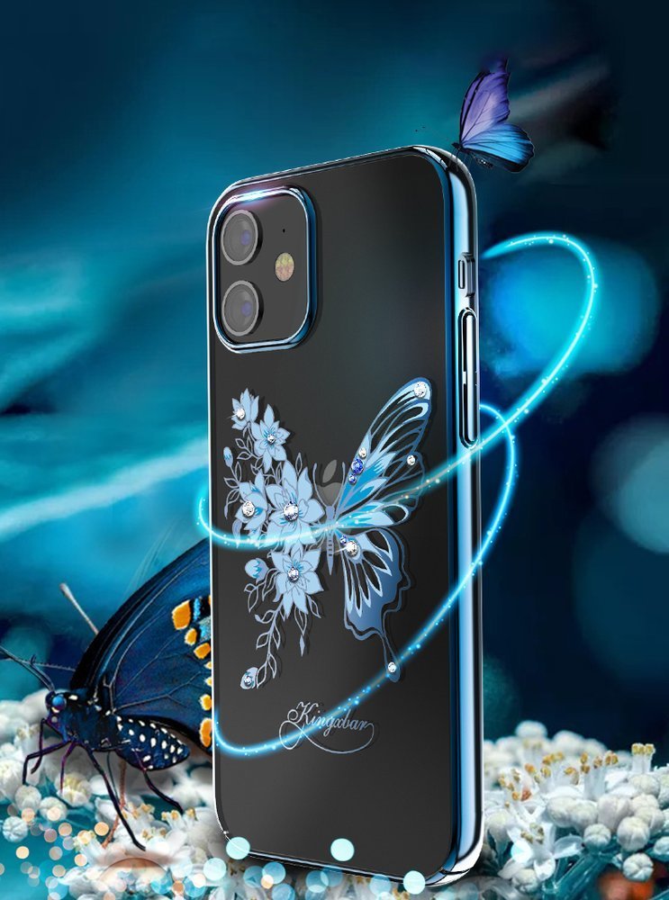 Pokrowiec Kingxbar Butterfly Series z krysztaami Swarovskiego fioletowy Apple iPhone 12 Pro / 3