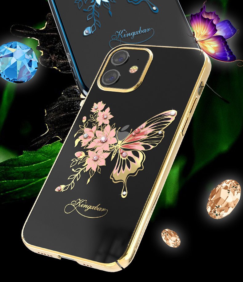 Pokrowiec Kingxbar Butterfly Series z krysztaami Swarovskiego fioletowy Apple iPhone 12 Pro / 6