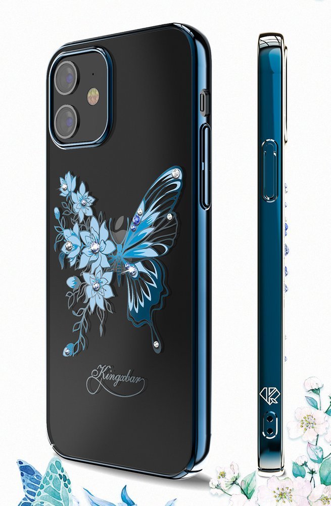 Pokrowiec Kingxbar Butterfly Series z krysztaami Swarovskiego fioletowy Apple iPhone 12 Pro / 7