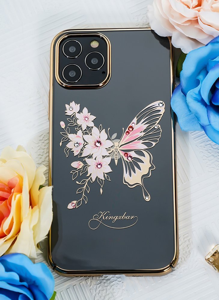 Pokrowiec Kingxbar Butterfly Series z kryszta�ami Swarovskiego fioletowy Apple iPhone 12 Pro Max / 9
