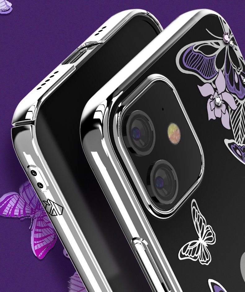 Pokrowiec Kingxbar Butterfly Series z krysztaami Swarovskiego niebieski Apple iPhone 12 Pro / 8
