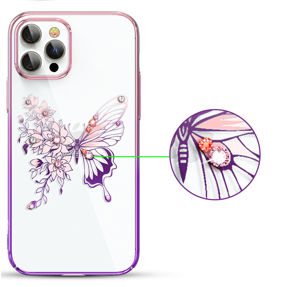 Pokrowiec Kingxbar Butterfly Series z krysztaami Swarovskiego rowy Apple iPhone 12 Pro / 2