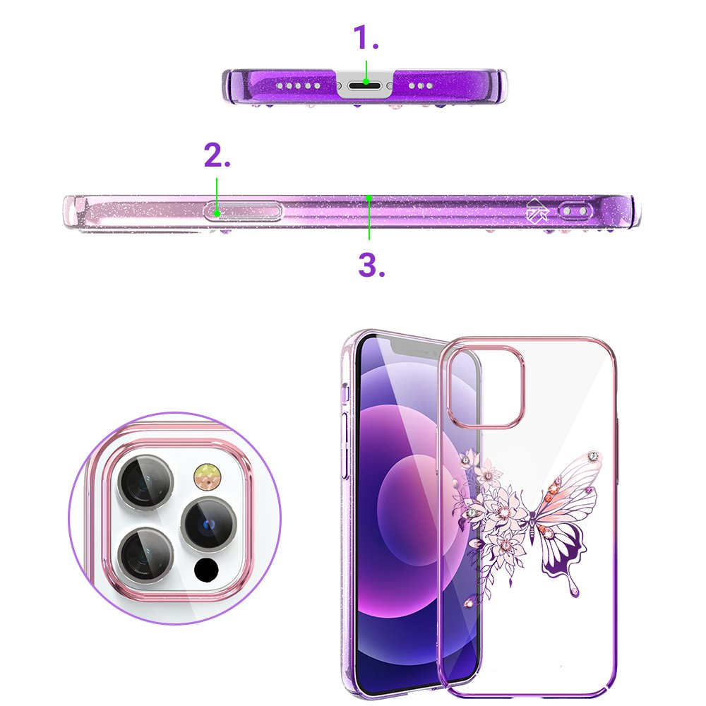 Pokrowiec Kingxbar Butterfly Series z kryształami Swarovskiego różowy Apple iPhone 12 Pro / 6 Pokrowiec Kingxbar Butterfly Series z kryształami Swarovskiego różowy Apple iPhone 12 Pro / 6