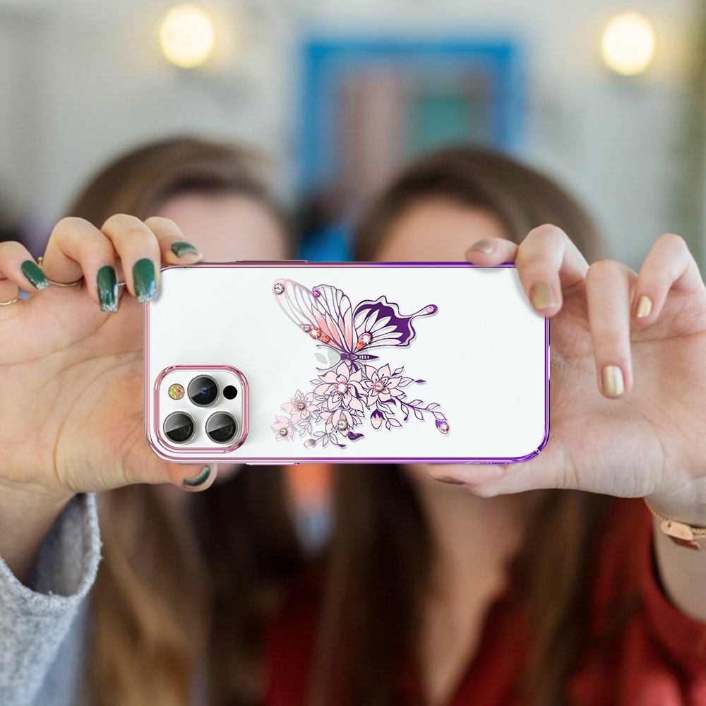 Pokrowiec Kingxbar Butterfly Series z kryształami Swarovskiego różowy Apple iPhone 12 Pro Max / 7 Pokrowiec Kingxbar Butterfly Series z kryształami Swarovskiego różowy Apple iPhone 12 Pro Max / 7