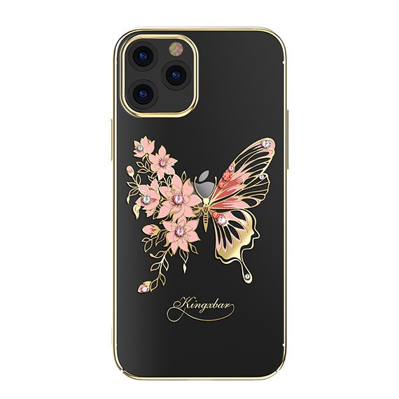 Pokrowiec Kingxbar Butterfly Series z krysztaami Swarovskiego zoty Apple iPhone 12 Pro