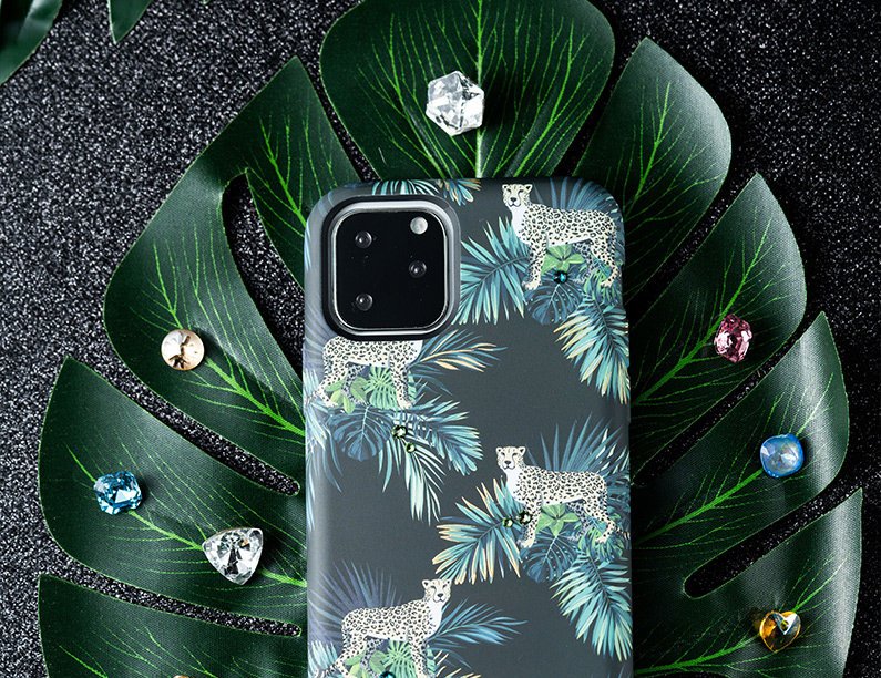 Pokrowiec Kingxbar Forest z krysztaami Swarovskiego wzr Feather Apple iPhone 11 / 8