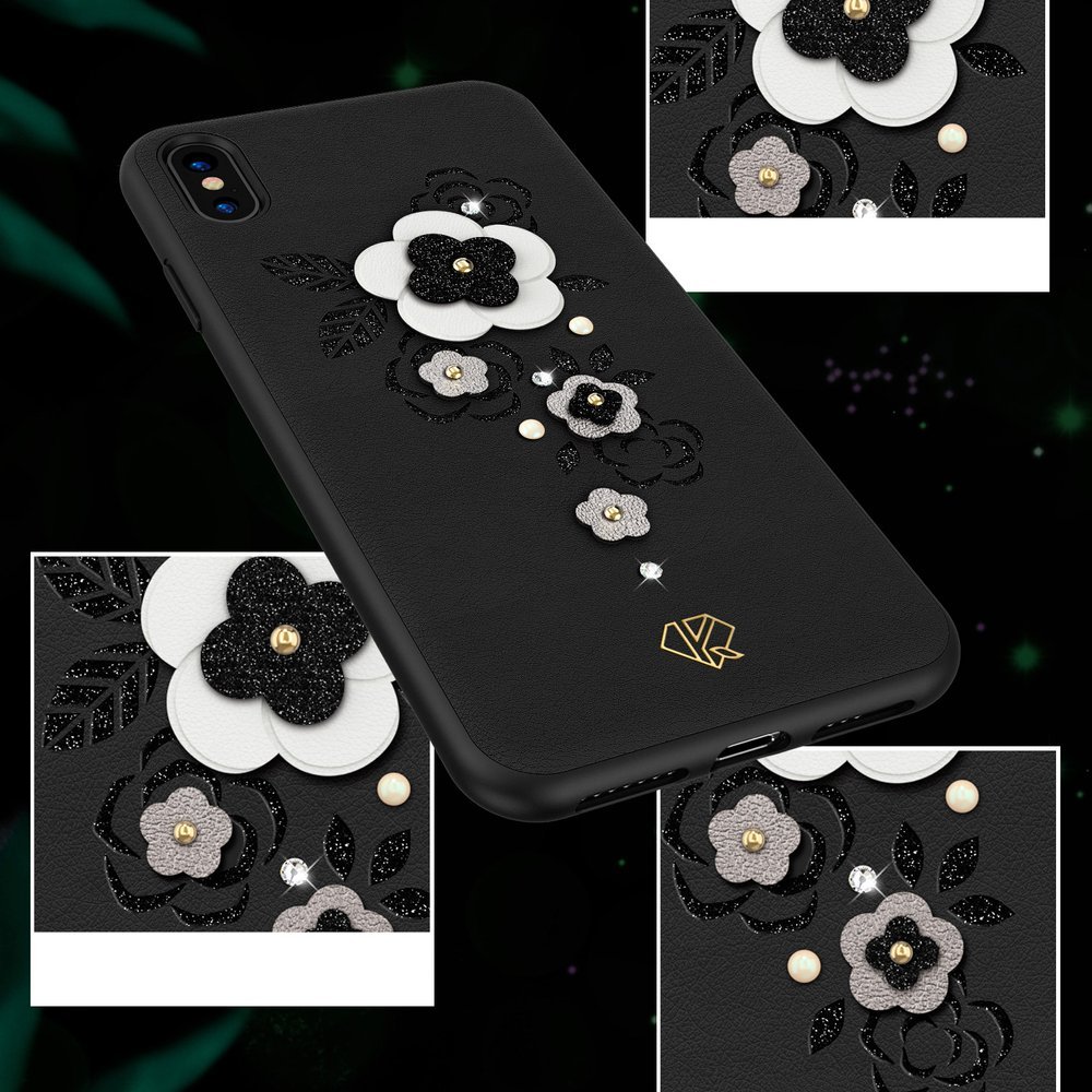 Pokrowiec Kingxbar Petal z kryształami Swarovskiego czarny Apple iPhone X / 7 Pokrowiec Kingxbar Petal z kryształami Swarovskiego czarny Apple iPhone X / 7