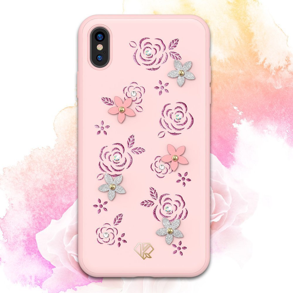 Pokrowiec Kingxbar Petal z kryształami Swarovskiego różowy Apple iPhone X / 8 Pokrowiec Kingxbar Petal z kryształami Swarovskiego różowy Apple iPhone X / 8