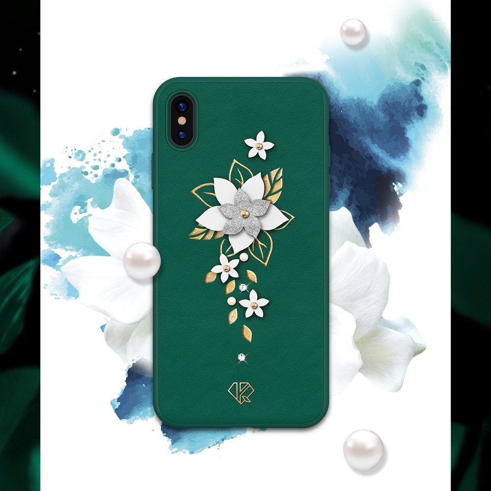 Pokrowiec Kingxbar Petal z kryszta�ami Swarovskiego r�owy Apple iPhone XS Max / 3