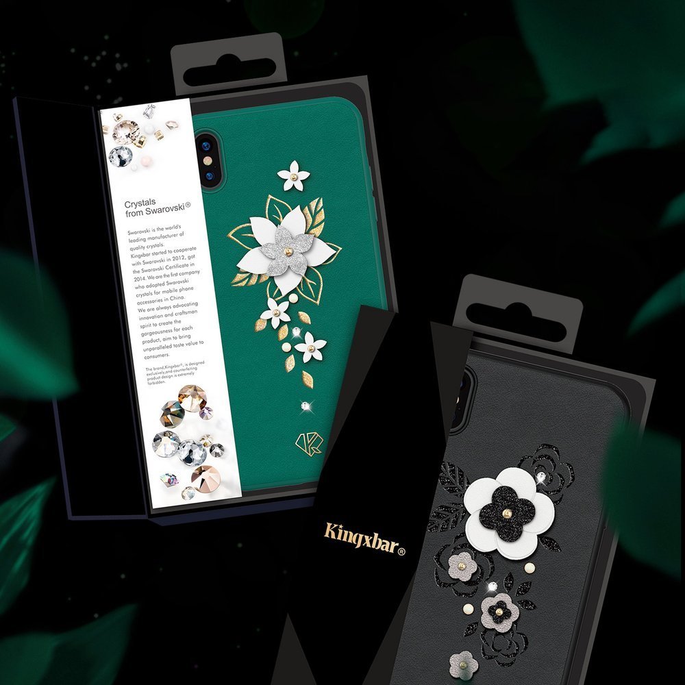 Pokrowiec Kingxbar Petal z kryształami Swarovskiego zielony Apple iPhone X / 10 Pokrowiec Kingxbar Petal z kryształami Swarovskiego zielony Apple iPhone X / 10