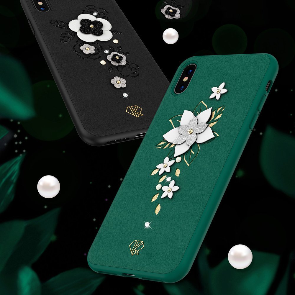 Pokrowiec Kingxbar Petal z kryształami Swarovskiego zielony Apple iPhone X / 5 Pokrowiec Kingxbar Petal z kryształami Swarovskiego zielony Apple iPhone X / 5