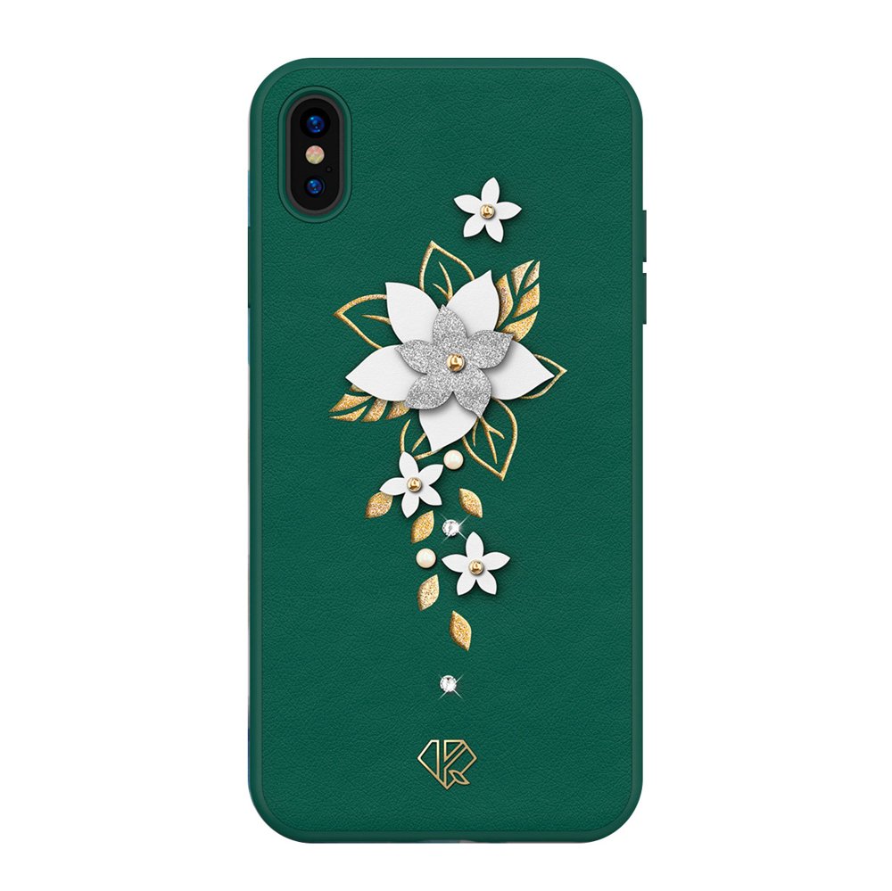 Pokrowiec Kingxbar Petal z kryształami Swarovskiego zielony Apple iPhone XS Pokrowiec Kingxbar Petal z kryształami Swarovskiego zielony Apple iPhone XS
