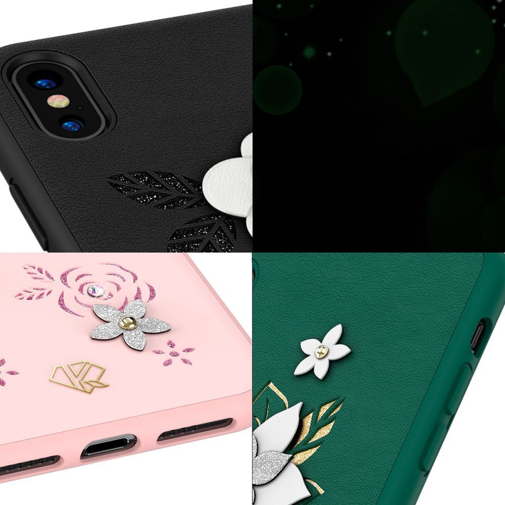 Pokrowiec Kingxbar Petal z kryształami Swarovskiego zielony Apple iPhone XS / 9 Pokrowiec Kingxbar Petal z kryształami Swarovskiego zielony Apple iPhone XS / 9