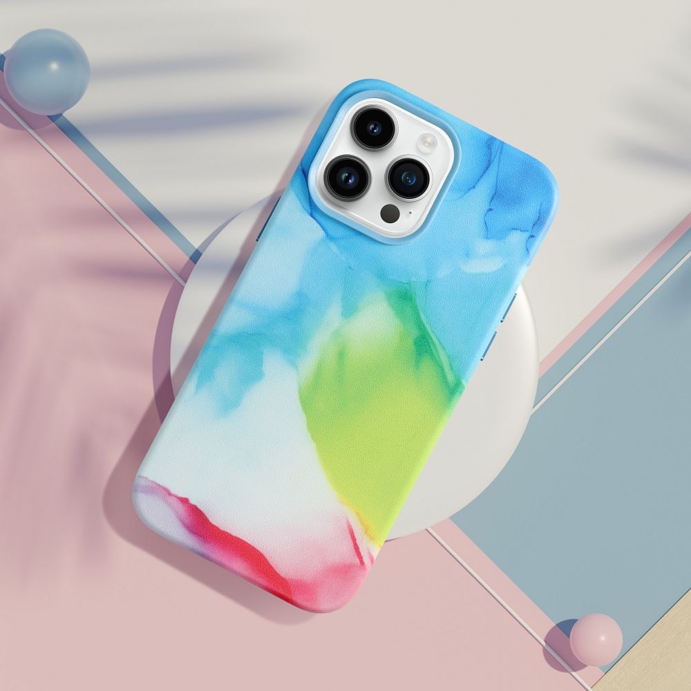 Pokrowiec Leather Mag Cover MagSafe wz�r color splash Apple iPhone 15 / 5
