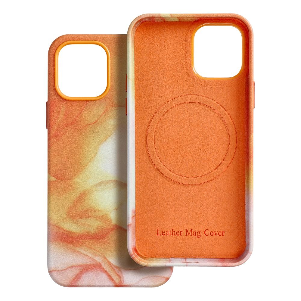 Pokrowiec Leather Mag Cover MagSafe wz�r orange splash Apple iPhone 12 / 7