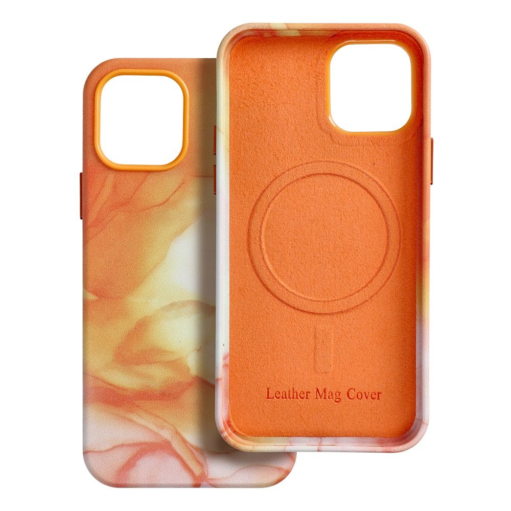 Pokrowiec Leather Mag Cover MagSafe wz�r orange splash Apple iPhone 15 / 7