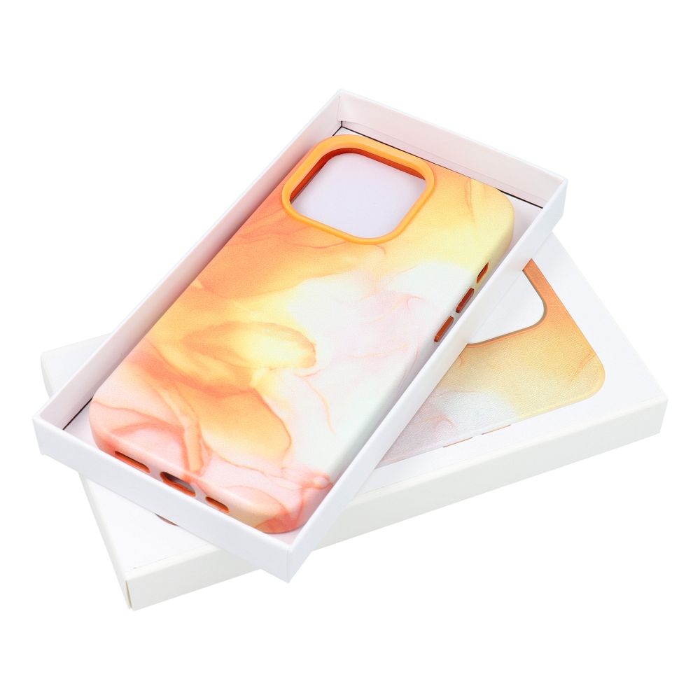 Pokrowiec Leather Mag Cover MagSafe wzr orange splash Apple iPhone 15 Pro Max / 10