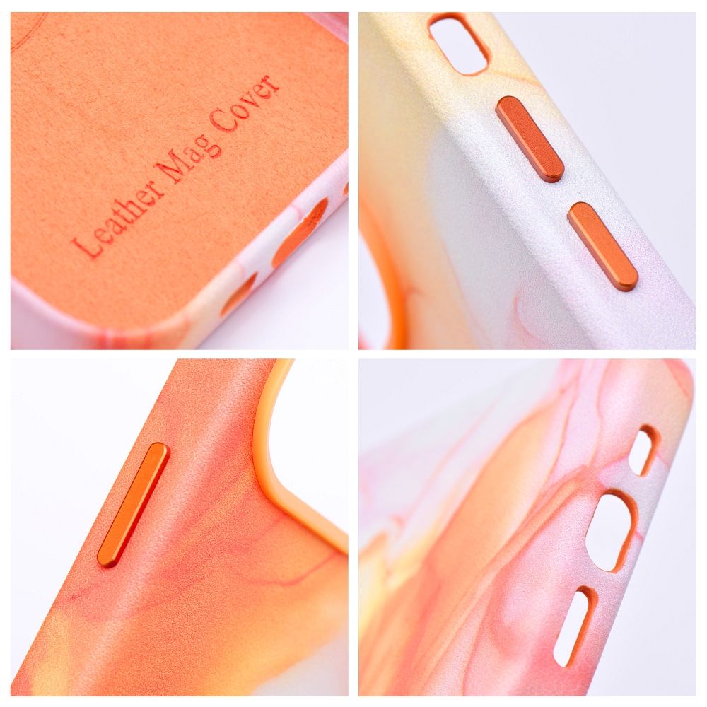 Pokrowiec Leather Mag Cover MagSafe wzr orange splash Apple iPhone 15 Pro Max / 9