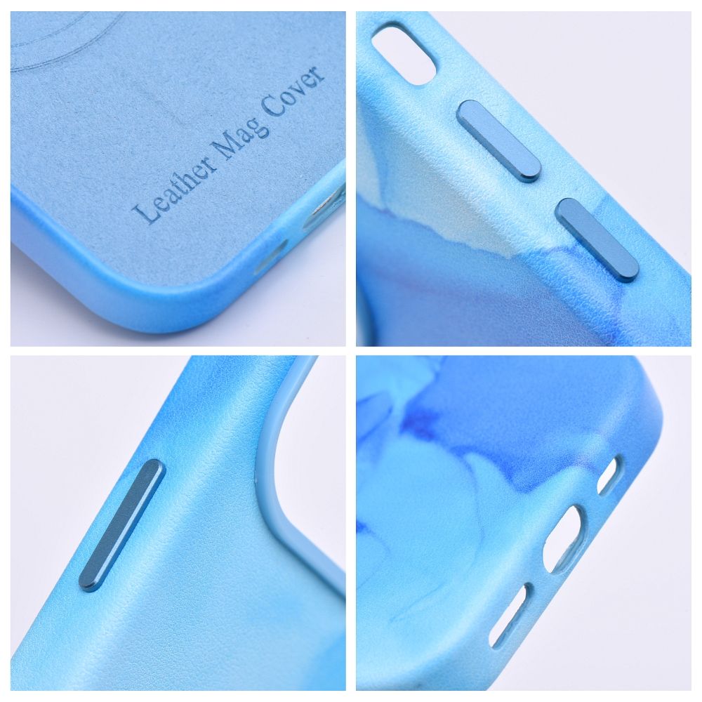 Pokrowiec Leather Mag Cover MagSafe wz�r blue splash Apple iPhone 12 / 9