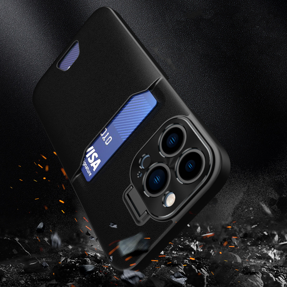 Pokrowiec Leather Stand Case czarny Apple iPhone 14 Pro / 2 Pokrowiec Leather Stand Case czarny Apple iPhone 14 Pro / 2