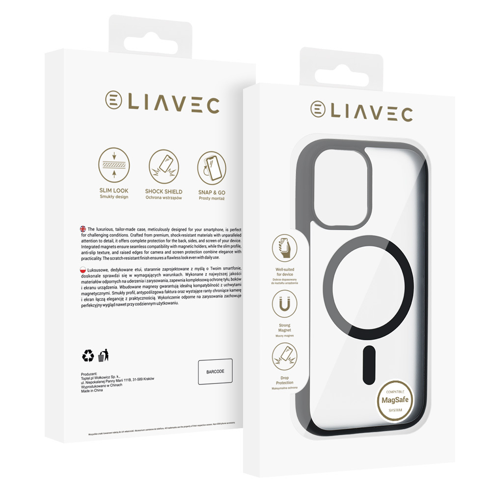 Pokrowiec Liavec Soft Case MagSafe do czarny Apple iPhone 17 / 7