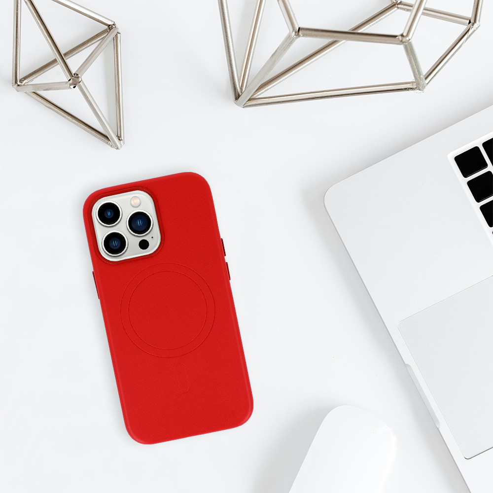 Pokrowiec MagSafe Leather Case czerwony Apple iPhone 15 Plus / 8