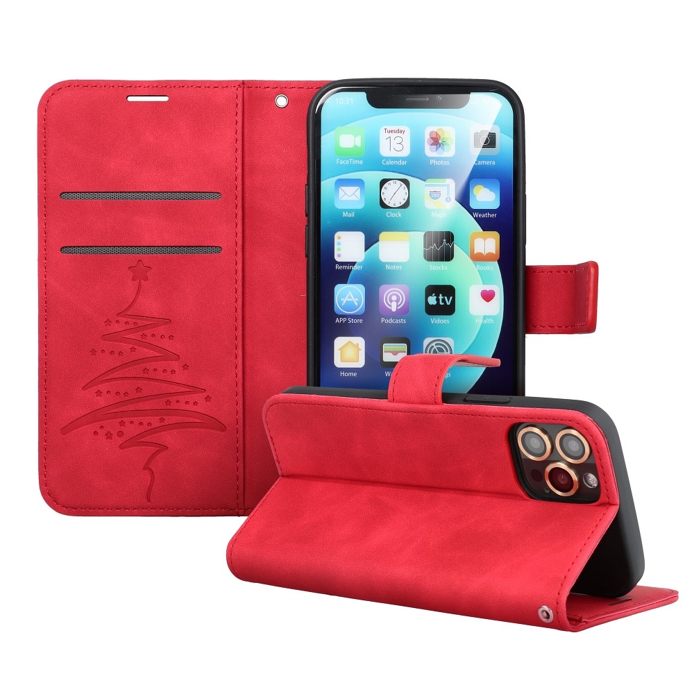 Pokrowiec Mezzo Book Choinka czerwony Apple iPhone SE 2020 / 5