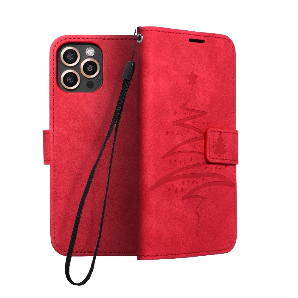 Pokrowiec Mezzo Book Choinka czerwony Samsung A52 5G