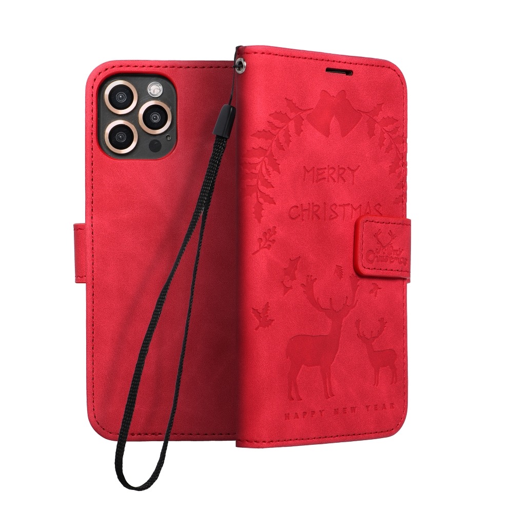 Pokrowiec Mezzo Book Renifery czerwony Samsung Galaxy S20 FE 5G