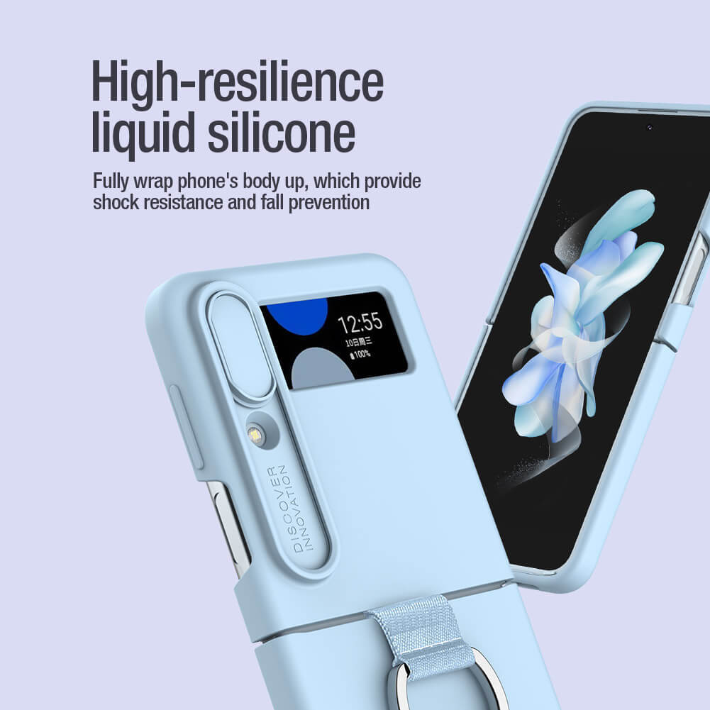 Pokrowiec Nillkin CamShield Silky Silicone jasnoniebieski Samsung Galaxy Z Flip 4 5G / 12
