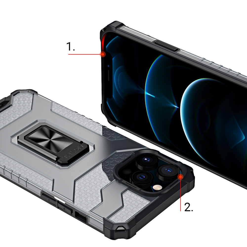 Pokrowiec pancerny Crystal Ring Case czarny Apple iPhone 12 Pro / 7