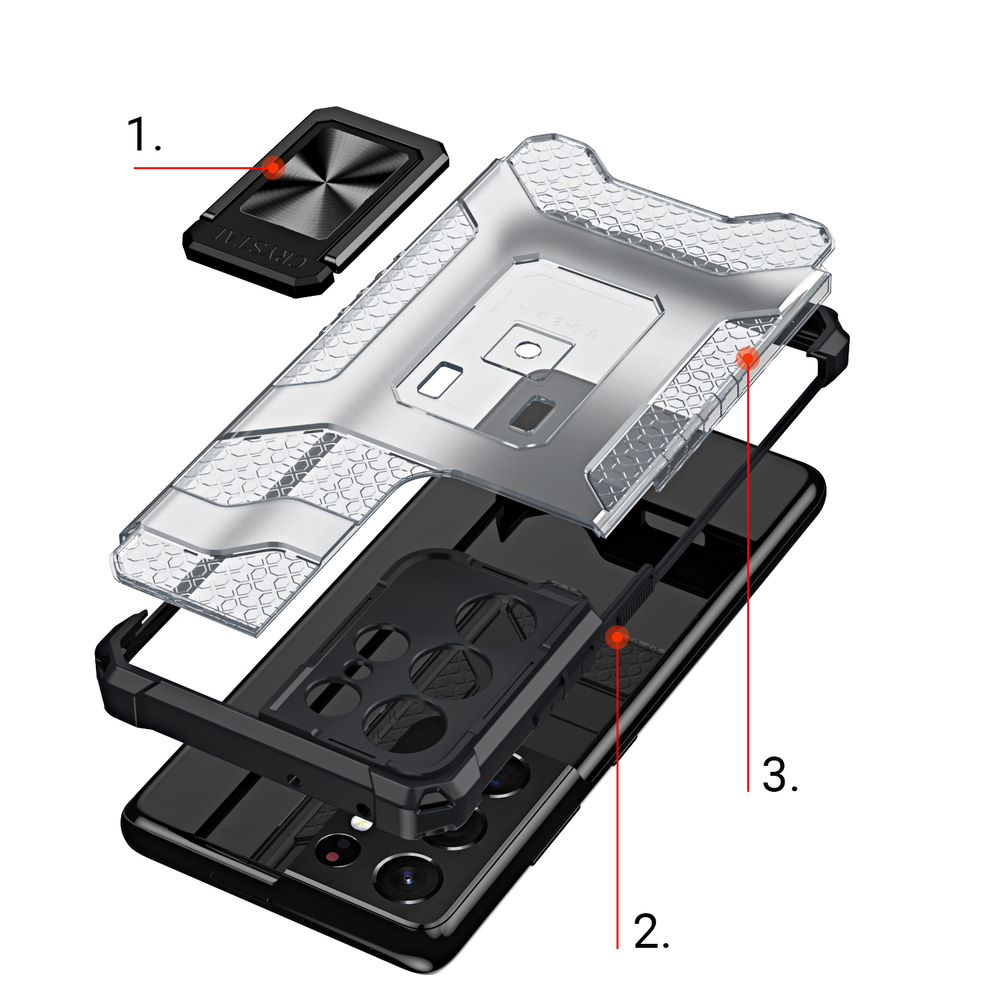 Pokrowiec pancerny Crystal Ring Case czarny Samsung Galaxy S21 Ultra 5G / 6