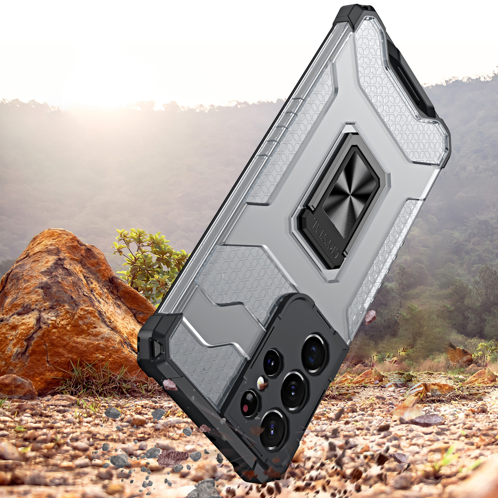 Pokrowiec pancerny Crystal Ring Case zielony Samsung Galaxy S21 Ultra 5G / 4