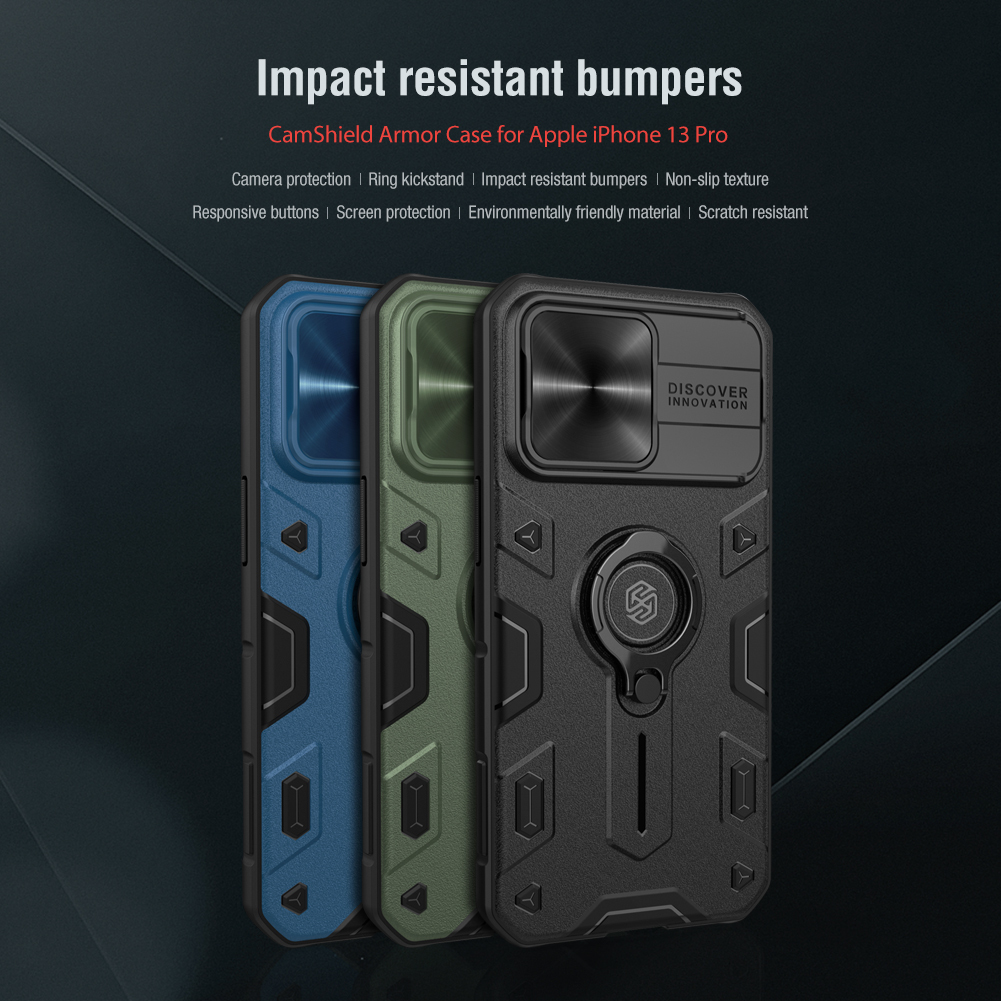 Pokrowiec pancerny Nillkin CamShield Armor niebieski Apple iPhone 13 Pro / 5