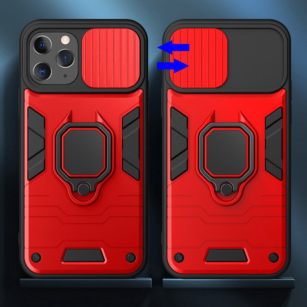 Pokrowiec pancerny Ring Lens Case czerwony Apple iPhone 8 / 2