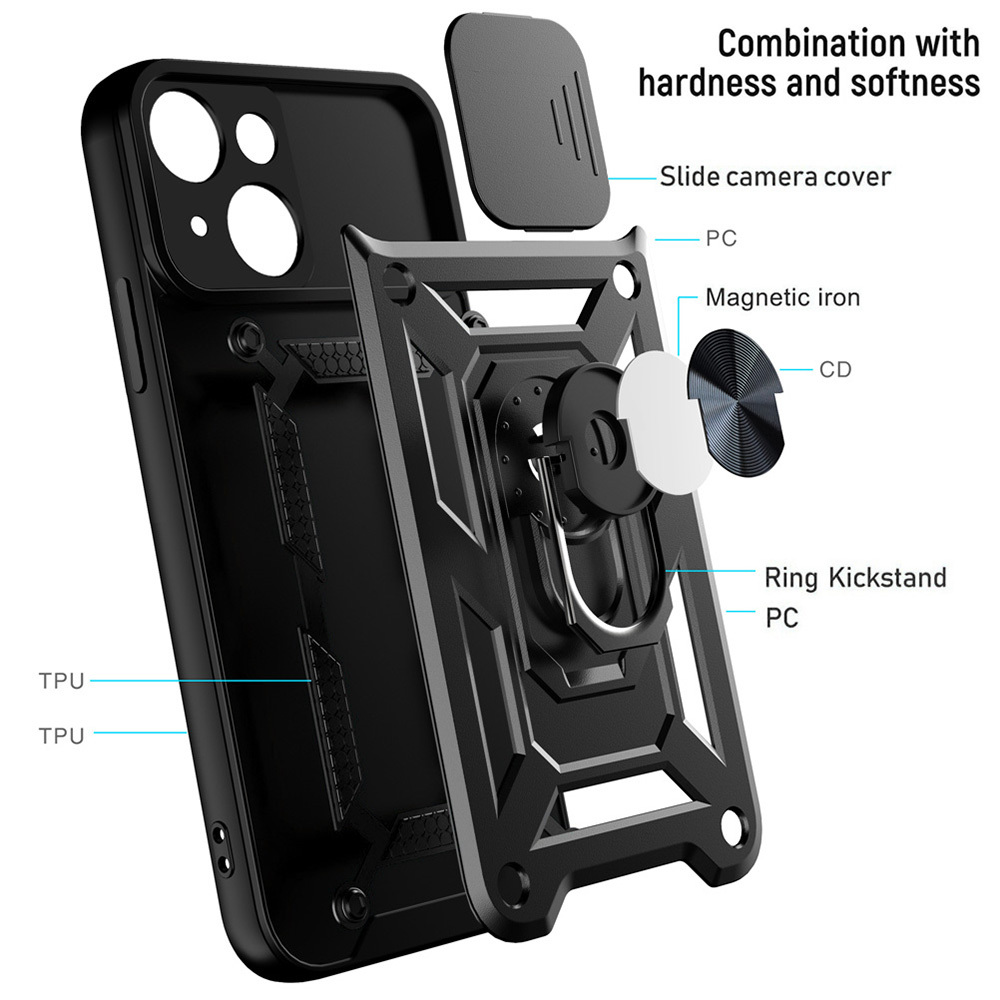 Pokrowiec pancerny Slide Camera Armor Case czarny Apple iPhone 15 Plus / 5
