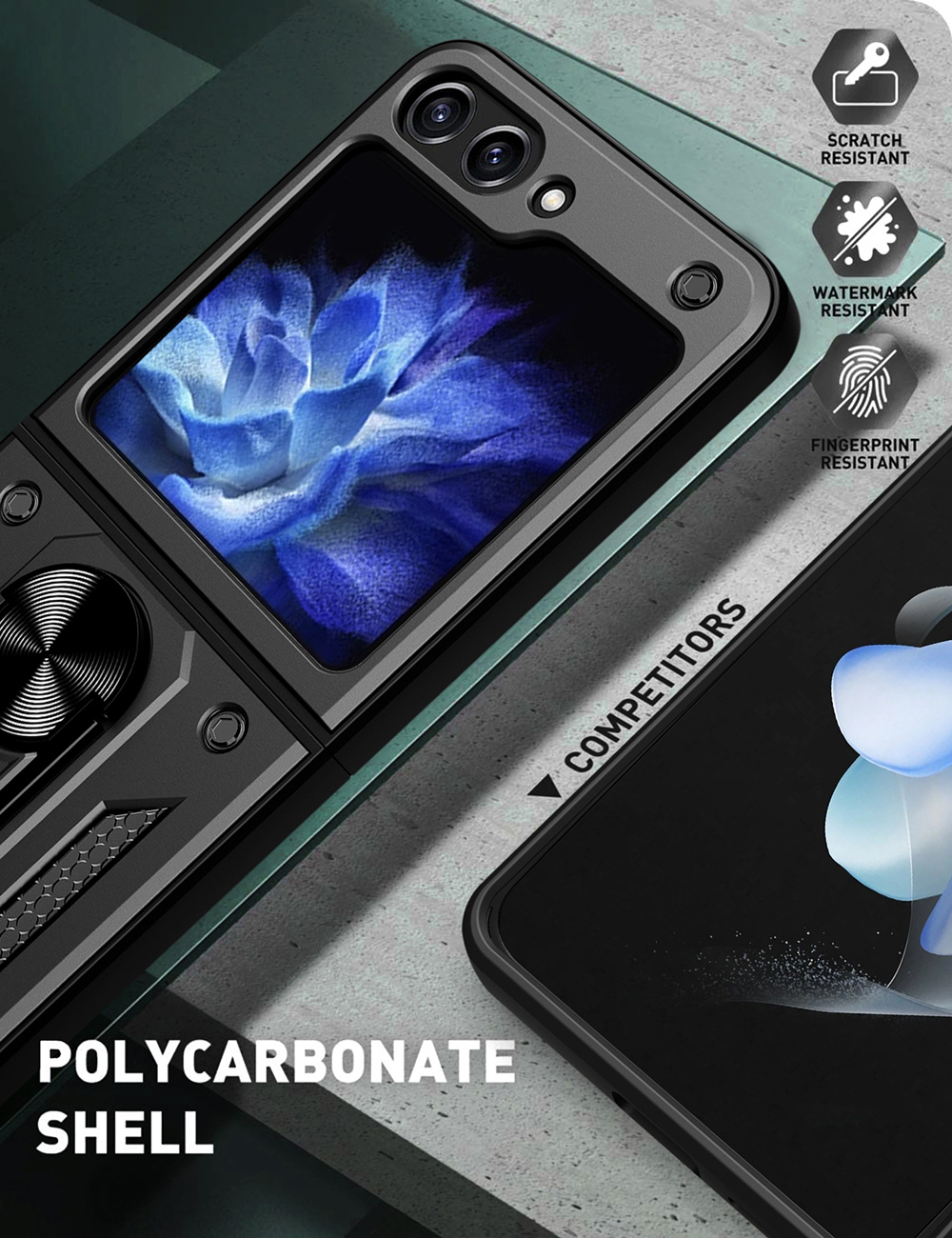 Pokrowiec pancerny Slide Camera Armor Case czarny Samsung Galaxy Z Flip 5 / 10