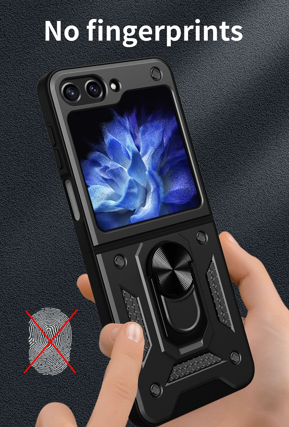 Pokrowiec pancerny Slide Camera Armor Case czarny Samsung Galaxy Z Flip 5 / 11