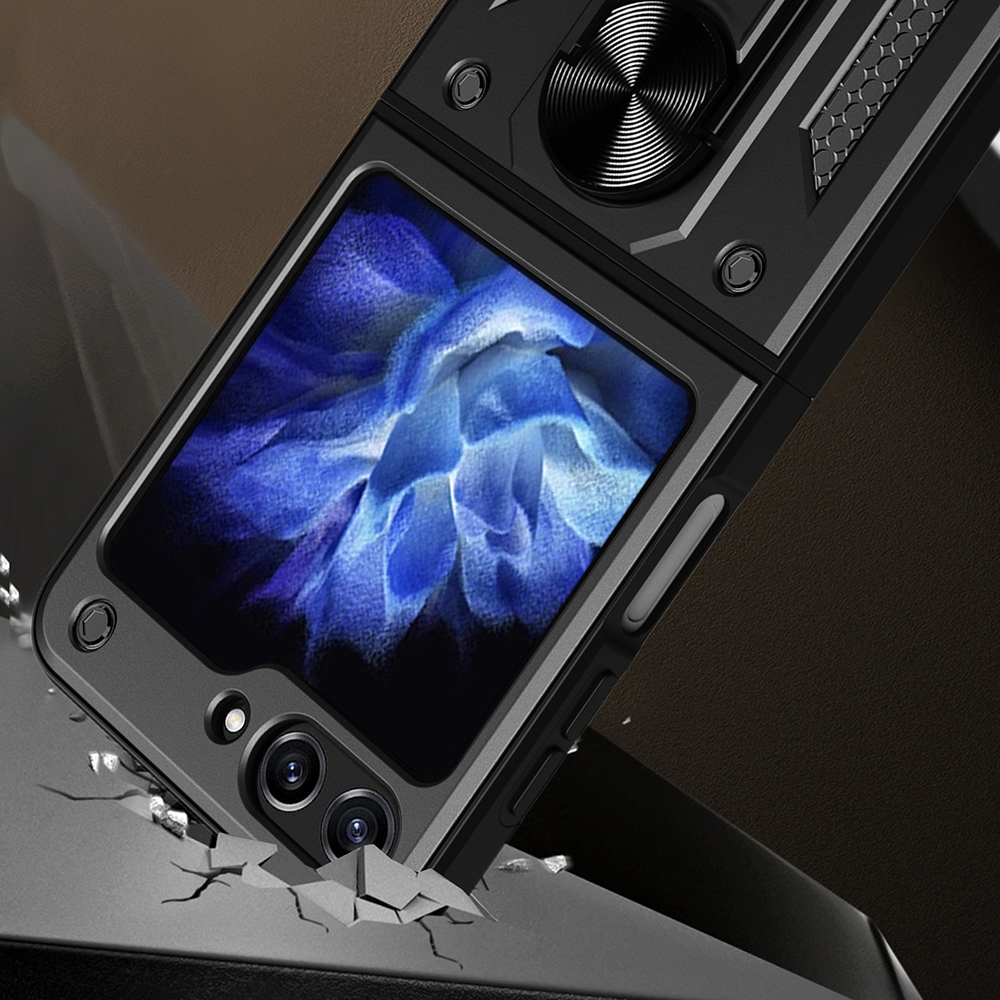 Pokrowiec pancerny Slide Camera Armor Case czarny Samsung Galaxy Z Flip 5 / 6