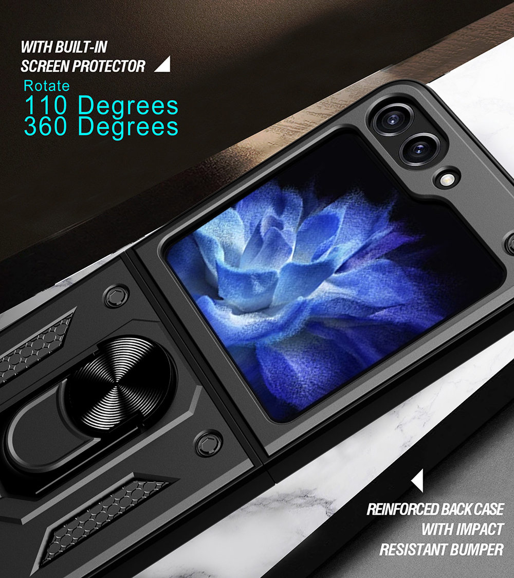 Pokrowiec pancerny Slide Camera Armor Case czarny Samsung Galaxy Z Flip 5 / 7