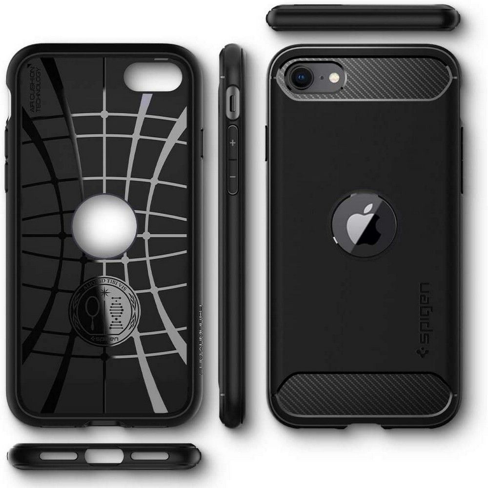 Pokrowiec pancerny Spigen Rugged Armor czarny Apple iPhone SE 2020 / 4