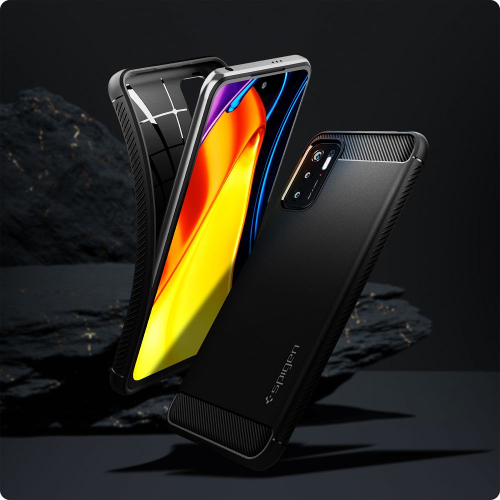 Pokrowiec pancerny Spigen Rugged Armor czarny Xiaomi POCO M3 Pro 5G / 9 Pokrowiec pancerny Spigen Rugged Armor czarny Xiaomi POCO M3 Pro 5G / 9