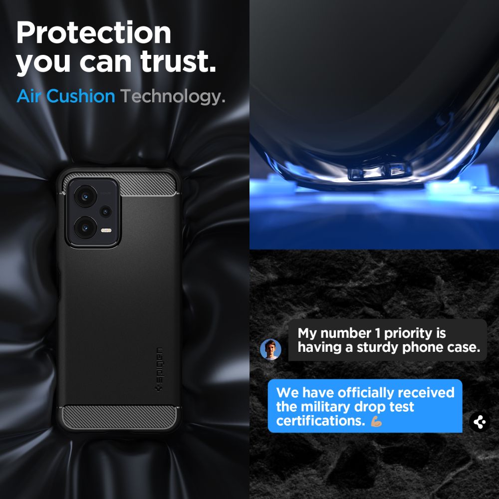 Pokrowiec pancerny Spigen Rugged Armor czarny Xiaomi Redmi Note 12 5G / 12 Pokrowiec pancerny Spigen Rugged Armor czarny Xiaomi Redmi Note 12 5G / 12