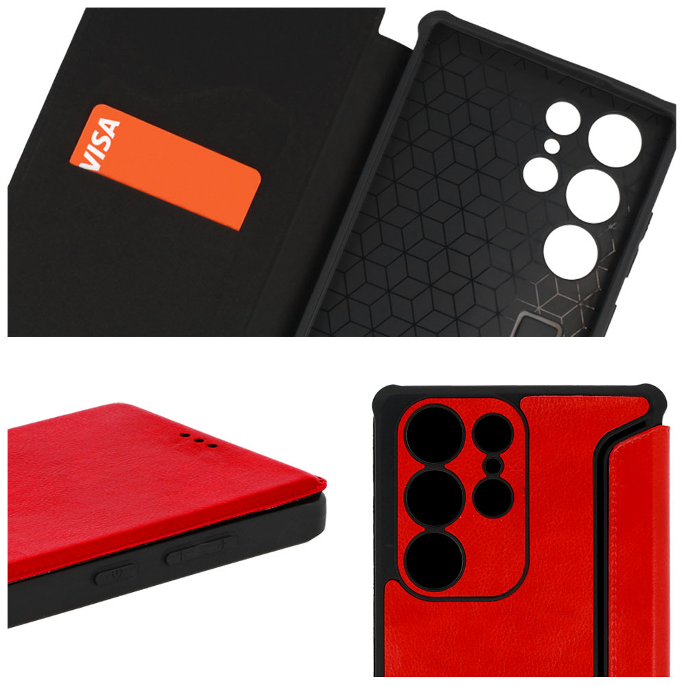 Pokrowiec Razor Leather Book czerwony Samsung Galaxy S23 / 7 Pokrowiec Razor Leather Book czerwony Samsung Galaxy S23 / 7